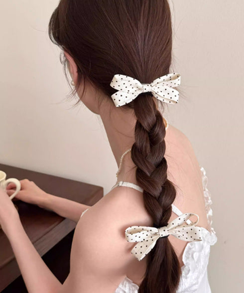 ドット柄 リボンヘアクリップ 大人可愛い おしゃれ ヘアアクセサリー レディース ヘアクリップ 清楚 まとめ髪 大人かわいい ヘアアレンジ フェミニン 簡単髪留め 88CXH-157