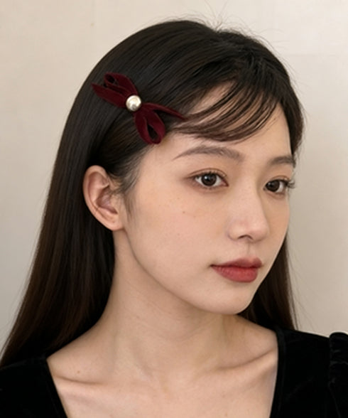 ベロア調 リボンヘアクリップ 大人可愛い おしゃれ ヘアアクセサリー レディース ヘアクリップ 清楚 まとめ髪 大人かわいい ヘアアレンジ フェミニン 簡単髪留め 88CXH-158