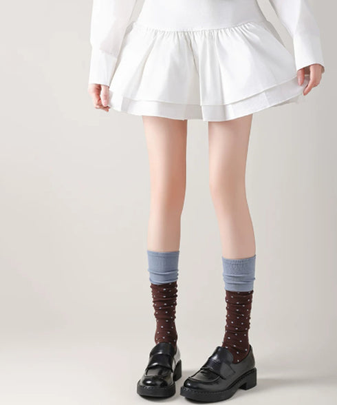 ドット柄 ハイソックス バイカラー 靴下 レディース 水玉柄 ロングソックス 大人可愛い ガーリー美脚靴下 韓国風 秋冬ソックス 伸縮性 ひざ下ソックス 新作人気 88CXH-165