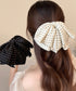 ドット柄 ビッグリボン バンスクリップ レディース 韓国風 ヘアクリップ 大人可愛い 水玉柄 ヘアアクセサリー お呼ばれヘア フェミニン 髪飾り フェイクパール 88CXH-167