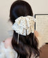 ドット柄 シフォンリボン バンスクリップ レディース 韓国風 ビッグリボン ヘアクリップ 大人可愛い 水玉柄 ヘアアクセサリー お呼ばれヘア フェミニン 髪飾り 88CXH-168