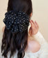ドット柄 シフォンリボン バンスクリップ レディース 韓国風 ビッグリボン ヘアクリップ 大人可愛い 水玉柄 ヘアアクセサリー お呼ばれヘア フェミニン 髪飾り 88CXH-168