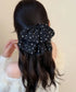 ドット柄 シフォンリボン バンスクリップ レディース 韓国風 ビッグリボン ヘアクリップ 大人可愛い 水玉柄 ヘアアクセサリー お呼ばれヘア フェミニン 髪飾り 88CXH-168
