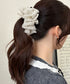 ドット柄 シフォンフリル バナナクリップ おしゃれ ヘアアクセサリー レディース ヘアクリップ 清楚 まとめ髪 大人かわいい ヘアアレンジ フェミニン 簡単髪留め 88CXH-169