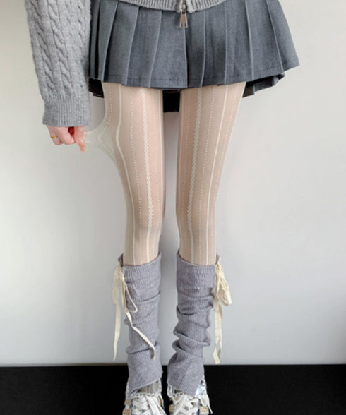 縦ライン パンティストッキング 細見え レディース 大人可愛い ライン柄 美脚ストッキング セクシー ストレッチ レースシアータイツ 韓国風シースルータイツ秋冬 88CXH-173