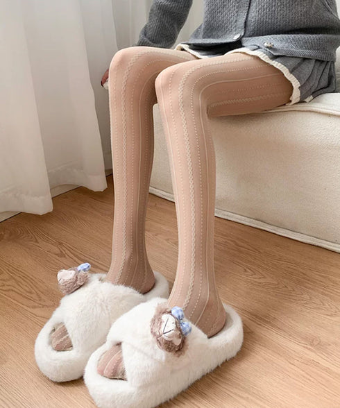 縦ライン パンティストッキング 細見え レディース 大人可愛い ライン柄 美脚ストッキング セクシー ストレッチ レースシアータイツ 韓国風シースルータイツ秋冬 88CXH-173