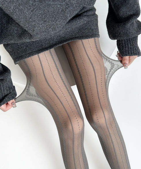 縦ライン パンティストッキング 細見え レディース 大人可愛い ライン柄 美脚ストッキング セクシー ストレッチ レースシアータイツ 韓国風シースルータイツ秋冬 88CXH-173