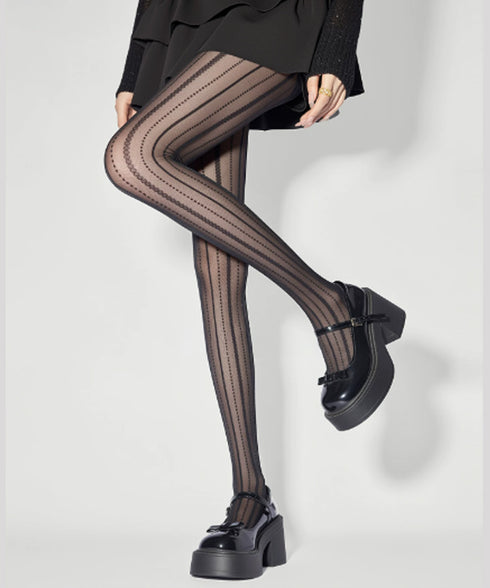 縦ライン パンティストッキング 細見え レディース 大人可愛い ライン柄 美脚ストッキング セクシー ストレッチ レースシアータイツ 韓国風シースルータイツ秋冬 88CXH-173