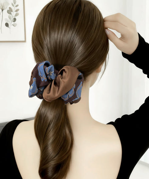 異素材ミックス ボリュームシュシュ 上品 レディース 大人可愛い きれいめ ヘアゴム バイカラー ヘアアクセサリー おしゃれ ヘアアレンジ 簡単 まとめ髪 韓国風 88CXH-198