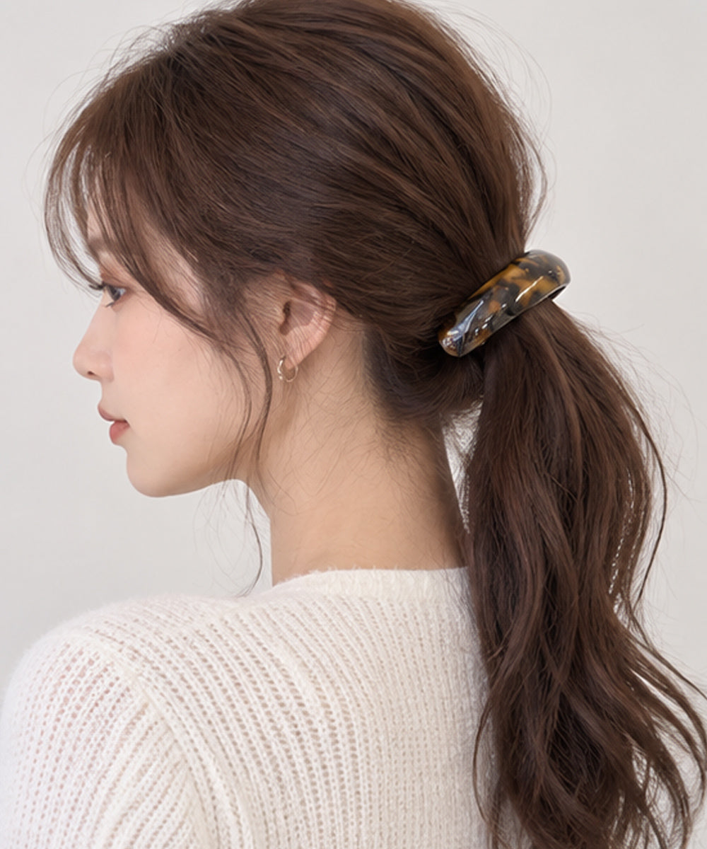 マーブル柄 バレッタ ヘアクリップ 上品