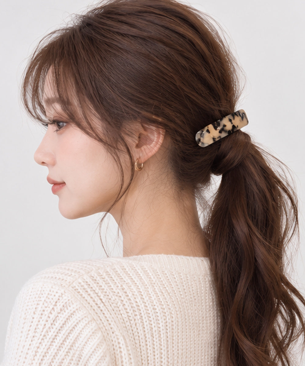 マーブル柄 バレッタ ヘアクリップ 上品