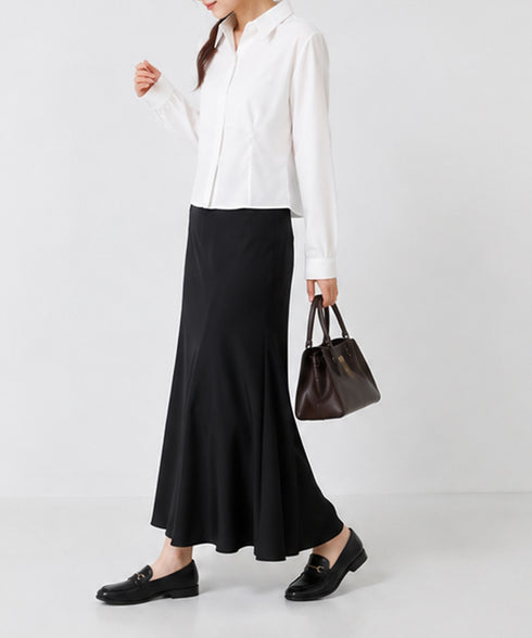 ベーシック ショート丈長袖シャツブラウス シンプル クロップド丈 トップス レディース 大人可愛い レギュラーカラーシャツ 韓国風 カーディガン 春秋服きれいめ 88CXH-202