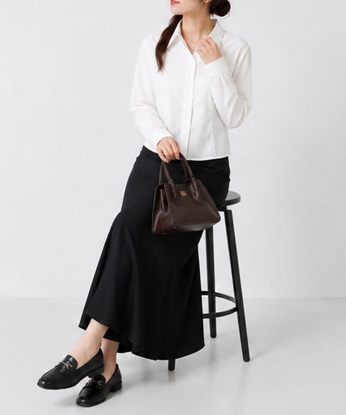ベーシック ショート丈長袖シャツブラウス シンプル クロップド丈 トップス レディース 大人可愛い レギュラーカラーシャツ 韓国風 カーディガン 春秋服きれいめ 88CXH-202