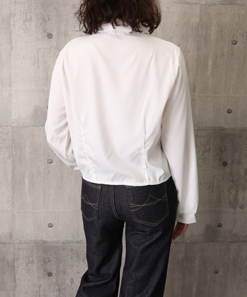 ベーシック ショート丈長袖シャツブラウス シンプル クロップド丈 トップス レディース 大人可愛い レギュラーカラーシャツ 韓国風 カーディガン 春秋服きれいめ 88CXH-202
