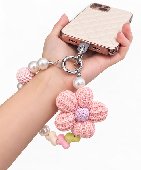 クロシェフラワー スマホストラップ可愛い おしゃれ スマホチャーム フラワーモチーフ マルチビーズストラップ 編み花 キーホルダー ニットフラワー携帯ストラップ 88CXH-209