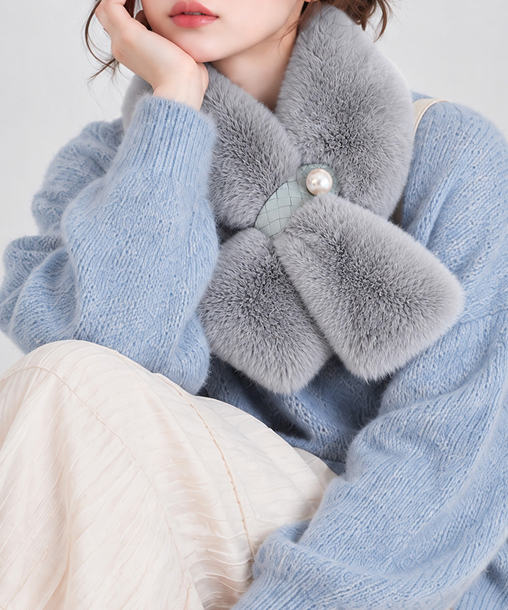 バックル付き フェイクファーティペット