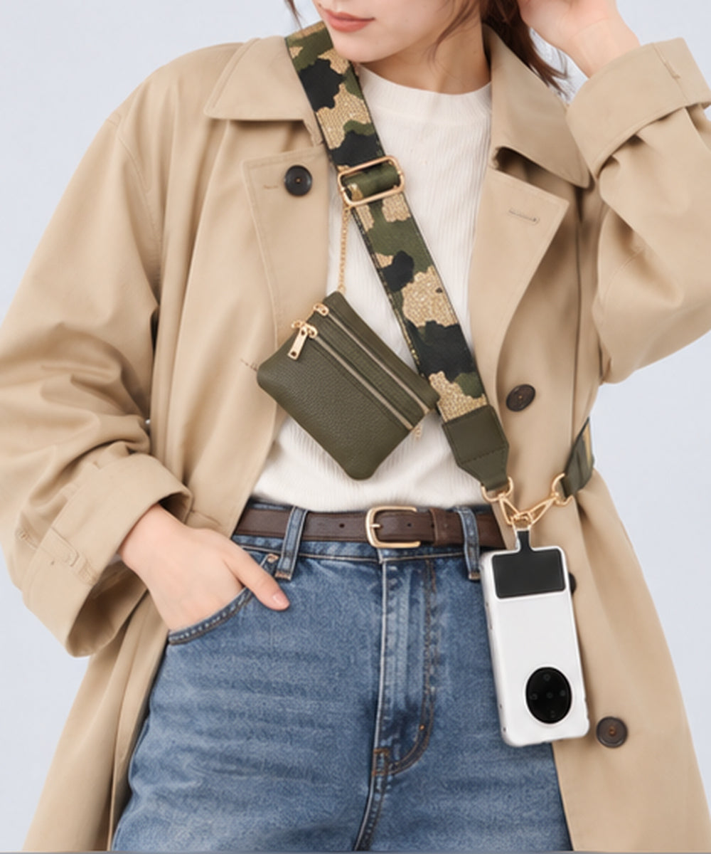 ミニポーチ付きスマホショルダーストラップ