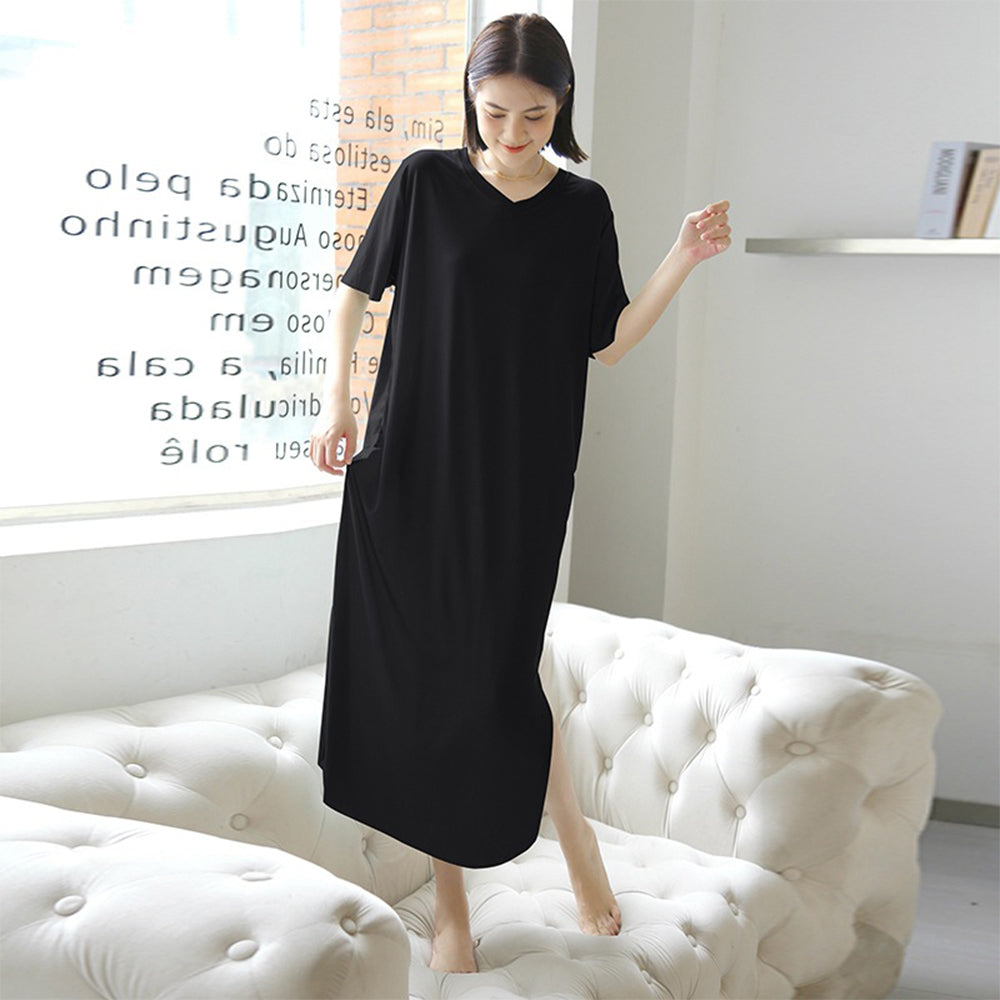 Tシャツワンピース ロングワンピ 涼しい ブラック
