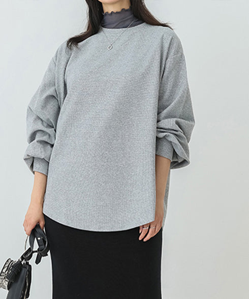 トレーナーレディーススウェットシャツ薄手 パフスリーブ 無地 トップス おしゃれ長袖プルオーバー 体型カバーカットソー ゆったり春秋服オルチャン ワッフル生地 89EKDZ-004