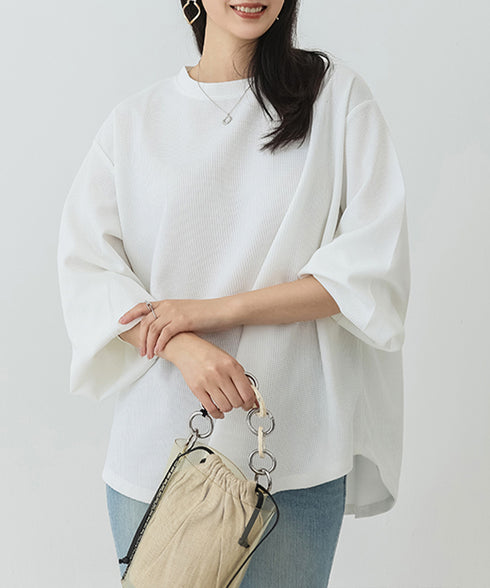 トレーナーレディーススウェットシャツ薄手 パフスリーブ 無地 トップス おしゃれ長袖プルオーバー 体型カバーカットソー ゆったり春秋服オルチャン ワッフル生地 89EKDZ-004
