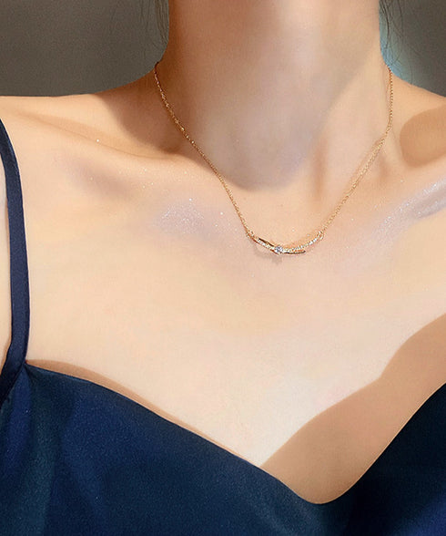 ネックレス アクセサリー レディース チェーンネックレス リボン結び きらきら 細めネックレス 上品 輝く 結婚式 首飾り ラインストーン 女子会 プレゼント 89HUAY-006