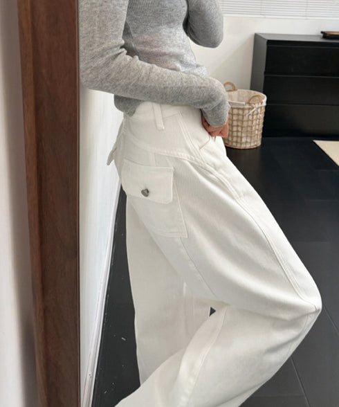 ワイドデニムパンツ 美脚ストレート韓国風 ハイウエストパンツ レディース ロングズボン オシャレ 大人 カジュアルパンツ 無地 オールシーズン 脚長 ポケット付き 89LIANGT-001