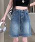 デニムショートパンツ ハイウエスト美脚夏 レディース ワイドシルエット ボトムス 短パン 体型カバー 着やせ 半ズボン 大人カジュアル ハーフパンツ ロールアップ 89LONGF-004