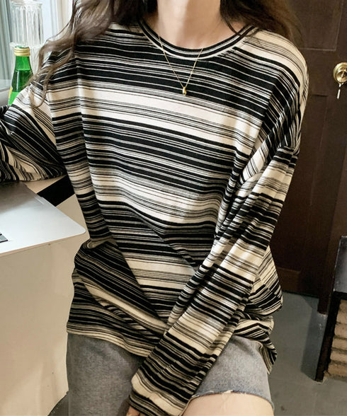 Tシャツ 韓国風 カットソートップス春秋 長袖Tシャツ レディース クルーネック ゆったりトップス インナーシャツ お洒落 着やせプルオーバー 体型カバートップス 89NUOYI-002