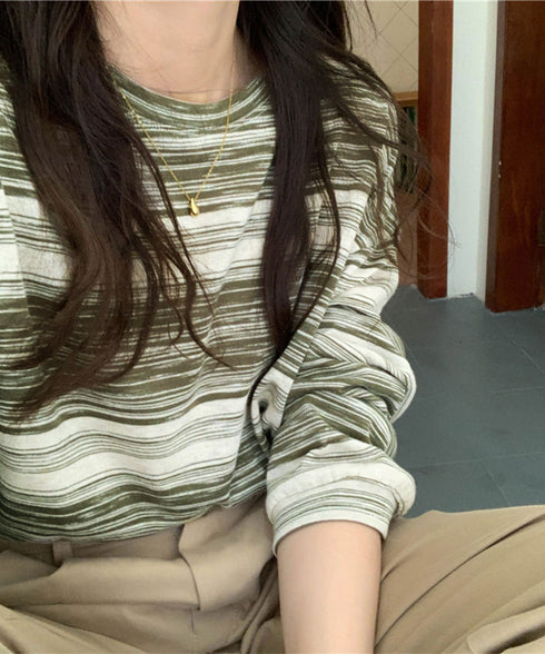 Tシャツ 韓国風 カットソートップス春秋 長袖Tシャツ レディース クルーネック ゆったりトップス インナーシャツ お洒落 着やせプルオーバー 体型カバートップス 89NUOYI-002