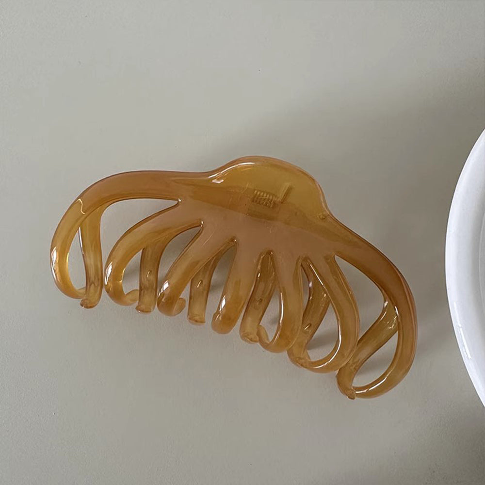 ヘアクリップ大きめアクリルバンスクリップ キャメル