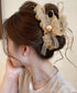 パールリボンヘアクリップ 韓国風まとめ髪 ヘアアクセサリー レディース ヘアアレンジ 上品髪留め ボリューム レースリボンバレッタ 大人フェミニン バンスクリップ 89XINCH-001