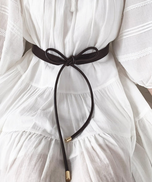 細ベルト リボン結び ウエストマーク 韓国風フェイクレザースリムベルト レディース シンプル カジュアル 大人上品 オールシーズン フリーサイズ服飾雑貨小物 89YUNTU-022