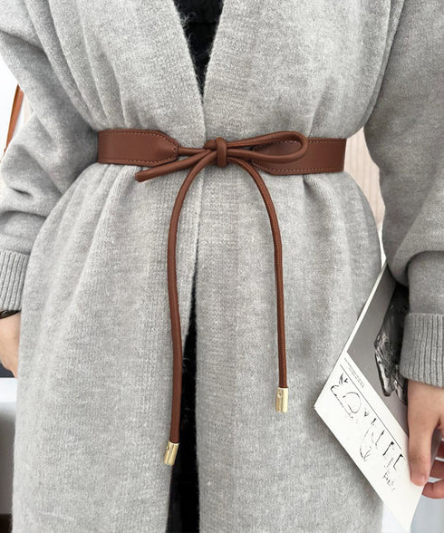 細ベルト リボン結び ウエストマーク 韓国風フェイクレザースリムベルト レディース シンプル カジュアル 大人上品 オールシーズン フリーサイズ服飾雑貨小物 89YUNTU-022