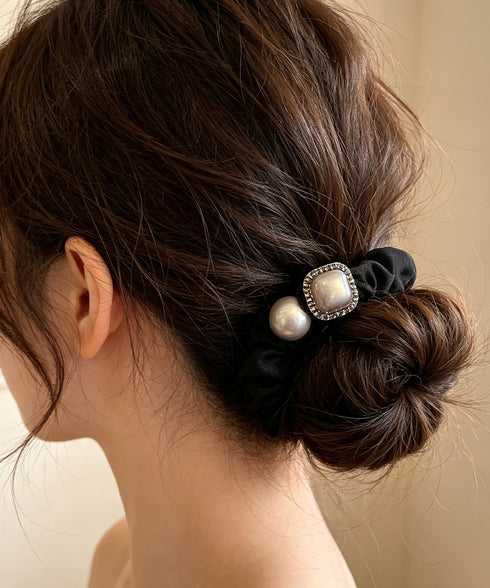 大粒パールヘアゴムシュシュ 髪留めアクセ ヘアアクセサリー フェイクパール髪ゴム ハーフアップアレンジ プチプラヘアゴム レディース お洒落髪飾り 韓国風 上品 89ZHIYI-001