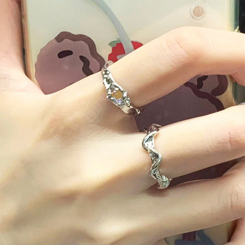 リング指輪セット レディース 2点セット 韓国風 重ね付け アクセサリー マルチリングセット プチプラ ファッション小物 おしゃれ カジュアル 可愛いお洒落ゆびわ 89ACAI-015