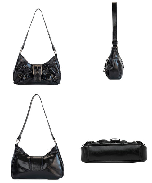 ヴィンテージライク鞄 ミニバッグ 肩掛け レトロワンショルダーバッグ レディース ギャザー手提げかばん PUレザー 大人上品 お出かけ 高見えバッグ 通勤 小さめ 89AI-026