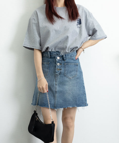 Tシャツ英文字 ロゴプリント半袖Tシャツ レディース ロゴtシャツ ゆったり 着やせ ロングtシャツ トップス シンプル プルオーバー 無地Tシャツ 体型カバー 89BAO-001