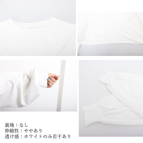 Tシャツセットアップ 韓国風お洒落 春秋 トップス レディース 2点セット ショート丈 ボリューム袖 スウェット 女子可愛い カジュアル 長袖 クロップド丈クール 89CHANGY-001