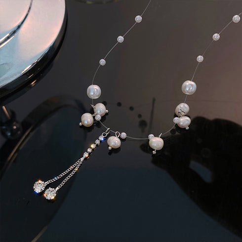 フェイクパール ネックレス レディース ショート きらきら輝く アクセサリー 首飾り フェミニン パーティ 小粒パール 可愛い 人気プレゼント ラインストーン 89CHUFU-010