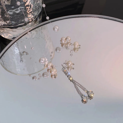 フェイクパール ネックレス レディース ショート きらきら輝く アクセサリー 首飾り フェミニン パーティ 小粒パール 可愛い 人気プレゼント ラインストーン 89CHUFU-010