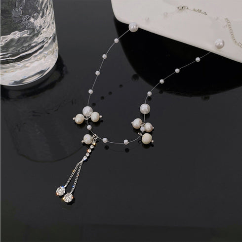 フェイクパール ネックレス レディース ショート きらきら輝く アクセサリー 首飾り フェミニン パーティ 小粒パール 可愛い 人気プレゼント ラインストーン 89CHUFU-010