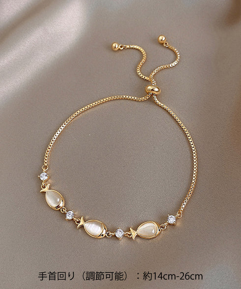 ブレスレット バングル アクセサリー チェーンブレスレット レディース ゴールド 小魚モチーフ キラキラ ラインストーン ギフト ファッション小物 89CHUFU-013