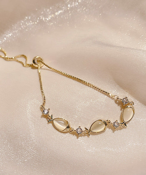 ブレスレット バングル アクセサリー チェーンブレスレット レディース ゴールド 小魚モチーフ キラキラ ラインストーン ギフト ファッション小物 89CHUFU-013