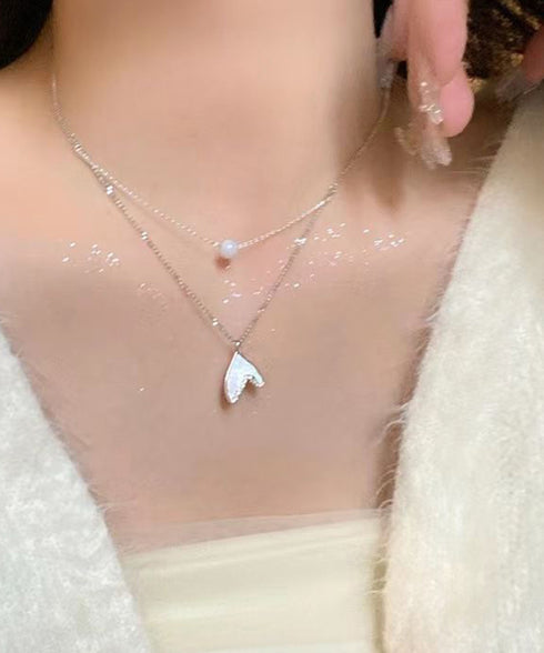 チェーン ネックレス 新作 ペンダント レディース 貝殻ネックレス きらきら アクセサリー 細め フェイクパール首飾り 上品 輝く 結婚式 女子会 プレゼント 89CHUFU-020