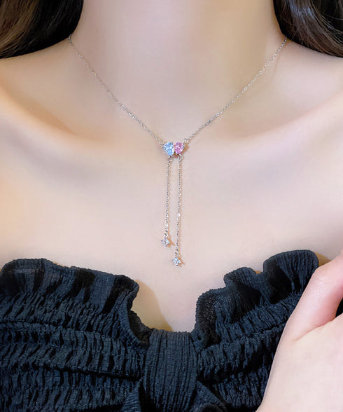 チェーン ネックレス 華奢お洒落キラキラ レディース パーティー Y字ネックレス アクセサリー 大人カジュアル 首飾り シルバー ジュエリーきらきらラインストーン 89CHUFU-021