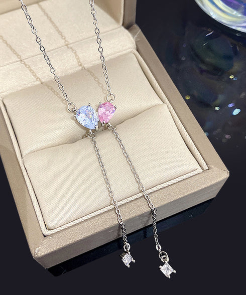 チェーン ネックレス 華奢お洒落キラキラ レディース パーティー Y字ネックレス アクセサリー 大人カジュアル 首飾り シルバー ジュエリーきらきらラインストーン 89CHUFU-021