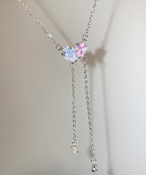 チェーン ネックレス 華奢お洒落キラキラ レディース パーティー Y字ネックレス アクセサリー 大人カジュアル 首飾り シルバー ジュエリーきらきらラインストーン 89CHUFU-021