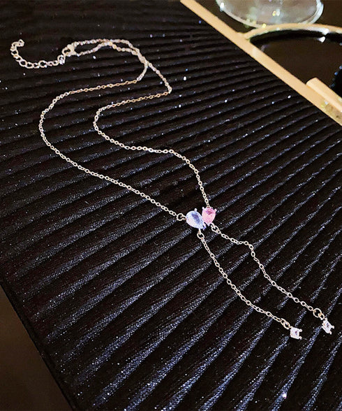 チェーン ネックレス 華奢お洒落キラキラ レディース パーティー Y字ネックレス アクセサリー 大人カジュアル 首飾り シルバー ジュエリーきらきらラインストーン 89CHUFU-021