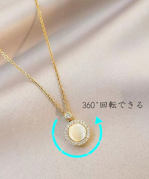 ネックレス 回転式 チェーンネックレス レディース ラインストーン パーティー アクセサリー ゴールド首飾り きらきら 輝く ジュエリー 新作 結婚式 可愛い 89CHUFU-022