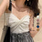 キャミソール ビスチェ オフショルダー キャミソール ビスチェ オフショルダー サマーニット 無地 レディース トップス 89CXN-002